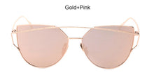 New Cat Eye Sunglasses Women Vintage Fashion Rose Gold Mirror Clear Sun Glasses Unique Flat Sunglasses
