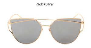 New Cat Eye Sunglasses Women Vintage Fashion Rose Gold Mirror Clear Sun Glasses Unique Flat Sunglasses
