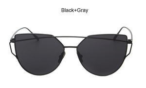 New Cat Eye Sunglasses Women Vintage Fashion Rose Gold Mirror Clear Sun Glasses Unique Flat Sunglasses