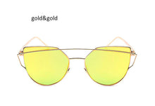 New Cat Eye Sunglasses Women Vintage Fashion Rose Gold Mirror Clear Sun Glasses Unique Flat Sunglasses