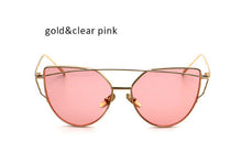 New Cat Eye Sunglasses Women Vintage Fashion Rose Gold Mirror Clear Sun Glasses Unique Flat Sunglasses