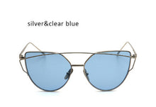New Cat Eye Sunglasses Women Vintage Fashion Rose Gold Mirror Clear Sun Glasses Unique Flat Sunglasses