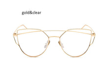 New Cat Eye Sunglasses Women Vintage Fashion Rose Gold Mirror Clear Sun Glasses Unique Flat Sunglasses