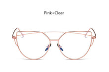 New Cat Eye Sunglasses Women Vintage Fashion Rose Gold Mirror Clear Sun Glasses Unique Flat Sunglasses