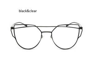 New Cat Eye Sunglasses Women Vintage Fashion Rose Gold Mirror Clear Sun Glasses Unique Flat Sunglasses