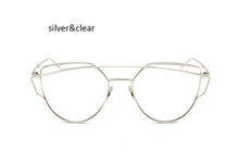 New Cat Eye Sunglasses Women Vintage Fashion Rose Gold Mirror Clear Sun Glasses Unique Flat Sunglasses