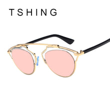 TSHING Classic Rose Gold Cat Eye Sunglasses Women Brand Designer Fashion Summer Cateye Pink Mirror Sun Glasses For Female