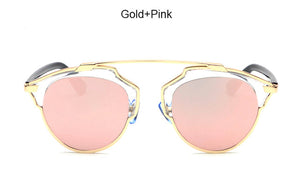 TSHING Classic Rose Gold Cat Eye Sunglasses Women Brand Designer Fashion Summer Cateye Pink Mirror Sun Glasses For Female