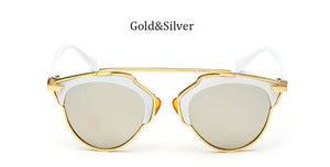 TSHING Classic Rose Gold Cat Eye Sunglasses Women Brand Designer Fashion Summer Cateye Pink Mirror Sun Glasses For Female