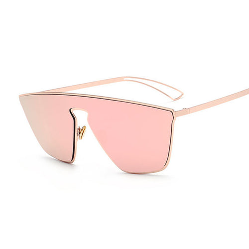 New Fashion Women Cat Eye Sunglasses Unique One Piece Lens Mirror Cateye Sun Glasses