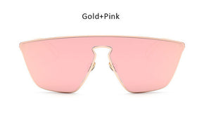 New Fashion Women Cat Eye Sunglasses Unique One Piece Lens Mirror Cateye Sun Glasses