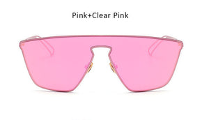 New Fashion Women Cat Eye Sunglasses Unique One Piece Lens Mirror Cateye Sun Glasses