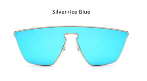 New Fashion Women Cat Eye Sunglasses Unique One Piece Lens Mirror Cateye Sun Glasses