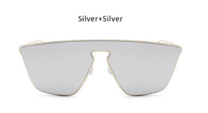 New Fashion Women Cat Eye Sunglasses Unique One Piece Lens Mirror Cateye Sun Glasses