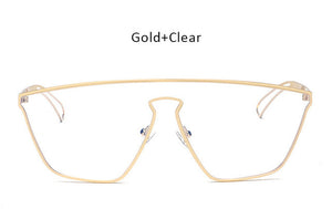 New Fashion Women Cat Eye Sunglasses Unique One Piece Lens Mirror Cateye Sun Glasses