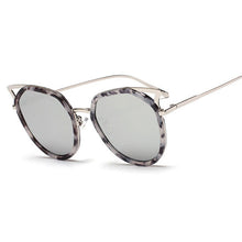 TSHING Ladies Fashion Cat Eye Sunglasses Retro Female Coating Mirror  Metal Frame Cateye Sun Glasses For Women UV400