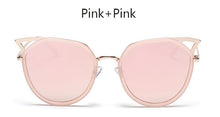 TSHING Ladies Fashion Cat Eye Sunglasses Retro Female Coating Mirror  Metal Frame Cateye Sun Glasses For Women UV400
