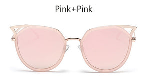 TSHING Ladies Fashion Cat Eye Sunglasses Retro Female Coating Mirror  Metal Frame Cateye Sun Glasses For Women UV400