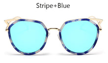 TSHING Ladies Fashion Cat Eye Sunglasses Retro Female Coating Mirror  Metal Frame Cateye Sun Glasses For Women UV400