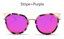 TSHING Ladies Fashion Cat Eye Sunglasses Retro Female Coating Mirror  Metal Frame Cateye Sun Glasses For Women UV400