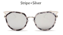TSHING Ladies Fashion Cat Eye Sunglasses Retro Female Coating Mirror  Metal Frame Cateye Sun Glasses For Women UV400