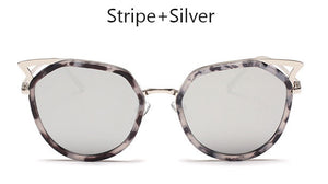 TSHING Ladies Fashion Cat Eye Sunglasses Retro Female Coating Mirror  Metal Frame Cateye Sun Glasses For Women UV400