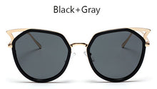 TSHING Ladies Fashion Cat Eye Sunglasses Retro Female Coating Mirror  Metal Frame Cateye Sun Glasses For Women UV400