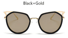 TSHING Ladies Fashion Cat Eye Sunglasses Retro Female Coating Mirror  Metal Frame Cateye Sun Glasses For Women UV400