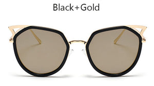 TSHING Ladies Fashion Cat Eye Sunglasses Retro Female Coating Mirror  Metal Frame Cateye Sun Glasses For Women UV400