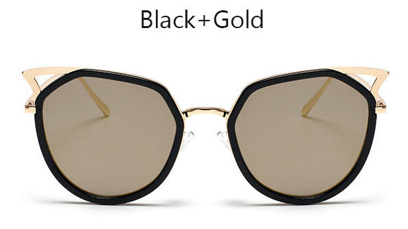 TSHING Ladies Fashion Cat Eye Sunglasses Retro Female Coating Mirror  Metal Frame Cateye Sun Glasses For Women UV400