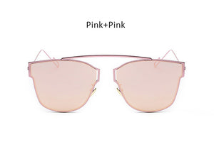 New Woman Brand Designer Cat Eye Sunglasses Fashion Rimless Women Cateye Metal Mirror Sunglasses Luxury Female