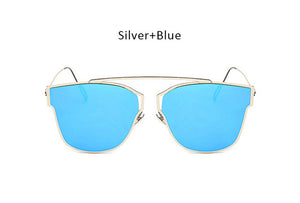 New Woman Brand Designer Cat Eye Sunglasses Fashion Rimless Women Cateye Metal Mirror Sunglasses Luxury Female