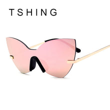 TSHING 2017 Designer Cat Eye Sunglasses Women Fashion Brand One Piece Lens Coating Mirror Cateye Sun Glasses Female