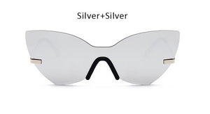 TSHING 2017 Designer Cat Eye Sunglasses Women Fashion Brand One Piece Lens Coating Mirror Cateye Sun Glasses Female