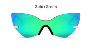 TSHING 2017 Designer Cat Eye Sunglasses Women Fashion Brand One Piece Lens Coating Mirror Cateye Sun Glasses Female