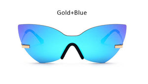 TSHING 2017 Designer Cat Eye Sunglasses Women Fashion Brand One Piece Lens Coating Mirror Cateye Sun Glasses Female