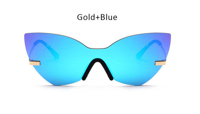 TSHING 2017 Designer Cat Eye Sunglasses Women Fashion Brand One Piece Lens Coating Mirror Cateye Sun Glasses Female