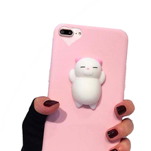 Squishy Phone Case for iPhone 7 6 6s Plus Cover 3D Cute Stress Reliever Toy Soft Silicon Squishi Squeeze Cat Kitty Housing Coque