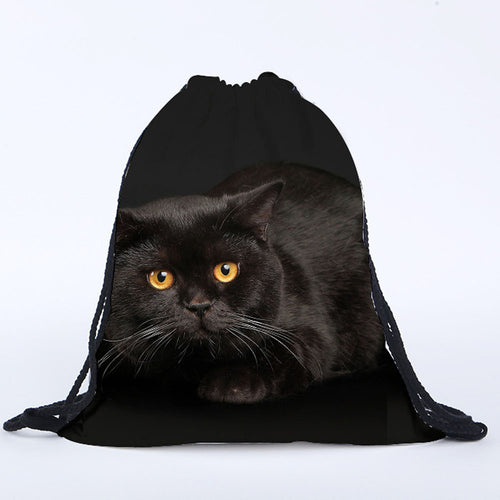 2016 Fashion Women Drawstring Backpack Women Emoji Cat 3D Printing Polyester Backpacks Ladies Bags Rucksack mochila feminina #30
