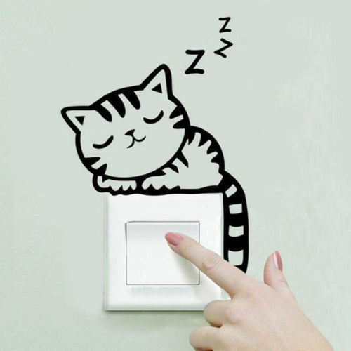 2016 wall stickers Cat  Switch Wall Sticker Decor decals decoration for kids rooms wall art cartoon decals diy children sticker