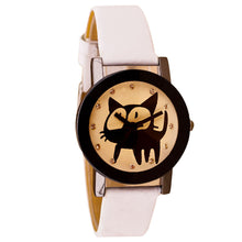 Cat Crystal Imitation Leather Quartz Wrist Watch