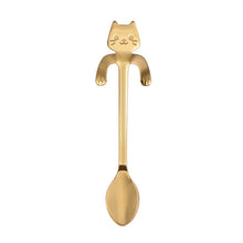 ABEDOE 1 pcs Stainless Steel Cat Coffee Spoon Dessertspoon Food Grade ice cream candy teaspoon Kitchen Supplies tableware