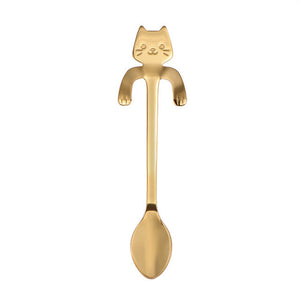 ABEDOE 1 pcs Stainless Steel Cat Coffee Spoon Dessertspoon Food Grade ice cream candy teaspoon Kitchen Supplies tableware
