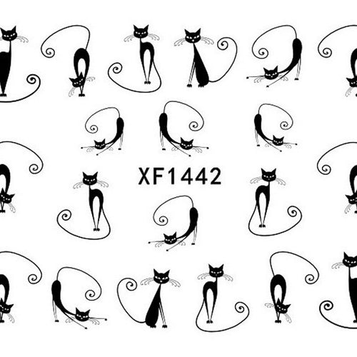 Cat Water Transfer Slide Decal Sticker Nail Art Tips To Decor XF1442
