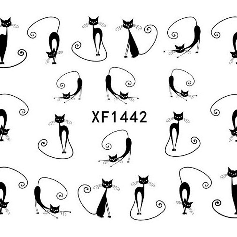 Cat Water Transfer Slide Decal Sticker Nail Art Tips To Decor XF1442